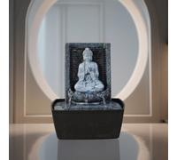 Fontaine d’Intérieur Bouddha Mur d’Eau Cascade Lotus Lumière LED Blanc - Déco Zen Salon Chambre Feng Shui - Fontaine de Table Circuit fermé - Cadeau Utile- H 26cm - Nirvana Zen’Light