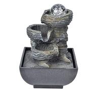 Fontaine d'Intérieur Cascade avec Éclairage, Fontaine de Table en Résine Synthétique pour Décoration, Prise UE