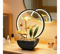 Fontaine d'intérieur, cascade, de table, avec éclairage LED, décoration moderne zen avec pompe silencieuse, 3 niveaux, mini cascade, petite pour maison, bureau, salon, jardin