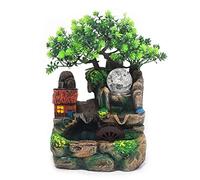 Fontaine d'intérieur cascade - Fontaine table avec éclairage LED et vaporisateur - Plante verte - Décoration d'intérieur