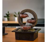 AC-Déco Fontaine d'intérieur Zen Terai – Écoulement naturel, pompe silencieuse, LED multicolore