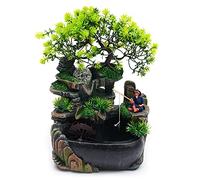 Fontaine d'intérieur de jardin avec éclairage LED - Jeu d'eau de bureau - Simulation de plantes - Jardin de rocaille - Humidificateur de chambre - Fontaine d'intérieur - Éclairage LED - Cascade