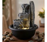 Fontaine D'Intérieur de Table Décorée LED Chute D'Eau Gris Ornementale H 19 CM