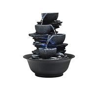 Fontaine d'intérieur de Table - Fontaine d'intérieur avec lumières LED - Design décoratif à Plusieurs UX avec Rocher et Cascade - Fontaine de méditation sonore silencieuse et apaisante (Couleur