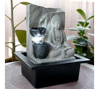 Fontaine de table avec pompe Fontaine avec éclairage LED Bouddha fontaine d'intérieur design gris salon chambre décoration