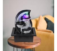 Fontaine de table avec éclairage à couleur changeante, fontaine d'intérieur, plastique noir gris marron, 1x LED RVB colorée, LxlxH 21x17,5x25,5 cm