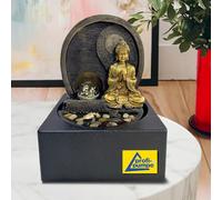 Fontaine d'intérieur décorative avec lumière LED 230 V Fontaine d'eau Cascade terrasse Balcon très décorative (230 V - Fontaine d'intérieur Feng-Shui-Buddha avec lumière LED)