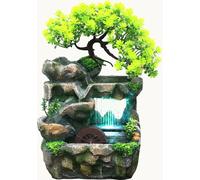 Fontaine d'intérieur en résine LED Fontaine de table cascade rocaille eau fontaine Feng Shui bureau maison décoration