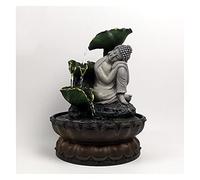 Fontaine d'intérieur Faite à la Main, Statue de Bouddha Assis et endormi, Fontaine à Eau Courante à LED, Salon Zen, Feng Shui, Ornements de Paysage Aquatique, Artisanat pour la Maison, Fontaine de mé