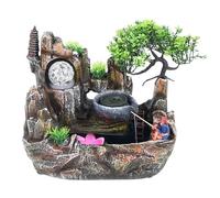 Fontaine D'IntéRieur Feng Shui, Fontaine Cascade, avec Table LumièRe LED Et Vaporisateur De Table avec Jardin De Pierres DéCoratives Et éTang Jeu d'eau De Bureau Cascade, pour Placement Salon Bureau