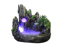 Fontaine d'intérieur - Fontaine de table - Avec éclairage - Brouillard - Plantes LED - Avec plantes - Cascade - Avec changement de couleur - Simulation de jardin de rocaille - Humidificateur d'air
