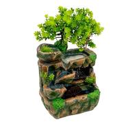 Fontaine d'Intérieur,Fontaine de Table Cascade LED, Décoration Zen Salon Bureau,Ornement Eau Courante Silencieuse avec Pompe Réglable,Lumière Multicolore,Résine Naturelle,18×15×30cm,Cadeau Relaxation