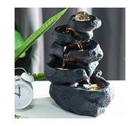 Fontaine d'intérieur Fontaine de Table d'intérieur avec lumières LED, Roche décorative à Plusieurs Niveaux et Cascade, Son d'eau Silencieux apaisant, Petite Fontaine Bureau 13,7 Pouces(Noir)