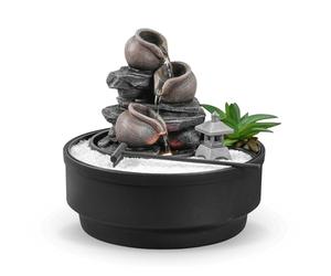 Fontaine d'Intérieur Jardin Zen, Fontaine Cascade Jarre, Lumière LED Coloré, Décoration Ambiance Relaxant, Jardin Zen Sable Blanc, Fontaine de Table Circuit fermé, H21 cm - Oasis Zen’Light
