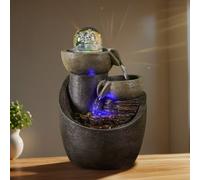 Zen'Light - Fontaine d’Intérieur Malla Cascade Jarre Mur d'eau Effet Pierre Naturelle avec Lumière LED Coloré - Déco d’intérieur Zen, Élégant et Relaxant - Fontaine de Table - H 28 cm