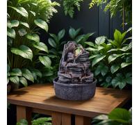 Fontaine d’Intérieur Cascade Nature Escalier Effet Pierre Lumière Coloré, Idée Cadeau, Déco d’intérieur en Mouvement - Fontaine de Table Zen Relaxante, Objet Porte-Bonheur, H 25cm - Luberon Zen’Light