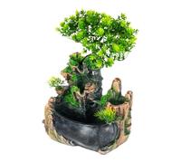 Fontaine d'intérieur sans lumière - Cascade de table pour jardin de rocaille et zen - EU 220 V - Fontaine de bureau avec plantes, simulation cascade