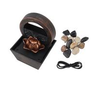 Fontaine d'Intérieur USB, Fontaine de Table avec Lumières LED Jaunes, Décoration Fleur Dorée en Pierre, 17x11,7x11,7cm - Ambiance Apaisante, Éclairage Économe, Idéale pour Salon