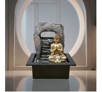 Fontaine d'intérieur Zen Dao - Gris - Statuette bouddha amovible - Pompe silencieuse - 21 x 17 x 25 cm