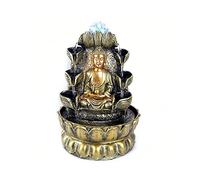 Fontaine d'intérieur Zen Water Sound Fontaine Cascade de Bureau Fontaines à Boules Feng Shui Porte-Bonheur Statue de Bouddha doré Lotus Décoration paisible pour la Maison Fontaine de méditation
