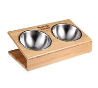 Fontaine Double en Forme de V 25,3 x 14 x 8,5 cm en Acier Inoxydable et Bambou Hearts&Homies