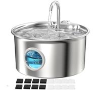 Fontaine Eau Chat INOX: Fontaine Chat Acier Inoxydable Automatique - 2,6L Silencieuse Distributeur d'eau Électrique avec Robinet pour Petit Chien - Filtre Multicouche avec 8 Filtres + 8 Éponges
