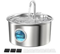 Fontaine Eau Chat INOX: Fontaine Chat Acier Inoxydable Automatique - 2,6L Silencieuse Distributeur d'eau Électrique avec Robinet pour Petit Chien - Filtre Multicouche avec 6 Filtres + 3 Éponges
