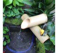 Fontaine en bambou faite à la main avec pompe Zen Feng Shui pour jardin, étang, balcon, terrasse et jardinière en pierre