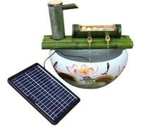Fontaine en bambou faite à la main - Fontaine zen Feng Shui pour jardin, terrasse, cour et étangs - 60 cm - Décoration d'eau en pierre