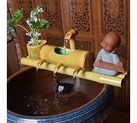 Fontaine en Bambou Jardin Caractéristique De L’Eau Décor De Jardin avec Pompe Extérieur Jaese Jardin Caractéristique pour étang Fish Tank Cour, 55cm with Ornaments