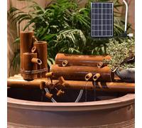 Fontaine en Bambou pour Jardin, Fontaine en Bambou pour extérieur et intérieur, Fontaine Solaire en Bambou avec Roue Feng Shui, Fontaine Solaire en Bambou avec Pompe à Eau,20in