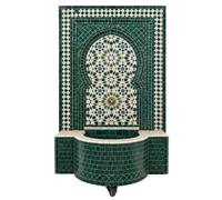 Fontaine en mosaïque Marrakesch 037, LoopFlow, vert et blanc, 128 cm | Le système LoopFlow fait circuler l’eau dans Marrakesch 037. Des roulettes facilitent la mise en place de cette fontaine.