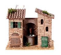 Fontaine Entre Deux Maisons 15x20x15 cm pour crèche Rustique de 8 cm