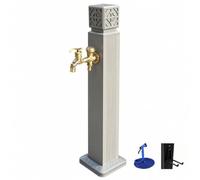 Fontaine Exterieure de Jardin, Colonne D'eau Verticale Antigel Autoportante avec Robinet Extérieur et Support de Tuyau pour Arrière Cour(Black,10x80cm/4x32in)
