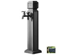 Fontaine Exterieure de Jardin en Alliage D'aluminium avec Double Robinet en Laiton Sculpté 3D, Fontaine à Eau Extérieure Protection Antigel et Solaire, Résistante aux Intempéries(Size:85cm/33in)