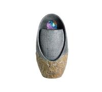 Fontaine extérieure ovale effet pierre avec LED - Jardideco Gris