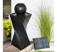 Fontaine Extérieure Solaire 5 W avec Batterie Lithium et Éclairage LED - Sphère Granite Noire sur Pied - Décoration Élégance et Relaxation pour Votre Jardin 75 cm