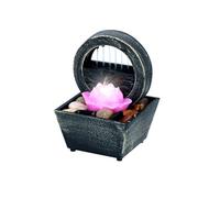 Arti CASA Fontaine de Table Fleur de Lotus - Fontaine d'intérieur avec lumière LED - Effet Positif - Fontaine avec Galets - 11,5 x 17 cm, Gris