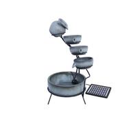 Fontaine de Jardin alimentée Énergie Solaire Ornement de Jardin Extérieur Décor Patio Résine Gris Sphère autoportante à 4 Niveaux de Bols Renversants Jeu d'eau