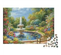 Fontaine Jardin 1000 Pièces Puzzle Adulte Impression HD Anti-Stress Stimuler l'esprit pour Débutants Livraison Rapide avec Affiche Guide 38x26cm/1000pcs