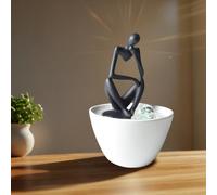 Fontaine Moderne Figurine Penseur Amovible Résine Noir Et Blanc - H26 Gris