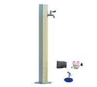 Fontaine Montée au Sol en Acier Inoxydable 304, Colonne d'eau Verticale Antigel avec Robinet, Entrée D'eau Latérale et Base Hexagonale, Idéale pour L'arrosage et le Nettoyage(86cm/34in)