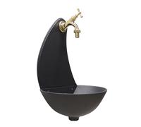 Fontaine Mural Lune Couleur Fonte + Robinet Laiton Brillant pour Maison Jardin