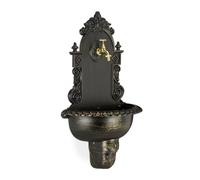 Relaxdays Fontaine Mural X L Style Antique, Robinet, Evier Jardin, Fonte Aluminium, HlP 75 x 44,5cm x 22 cm, Noir