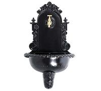 Fontaine murale de jardin avec vasque - style ancien - aluminium - noire