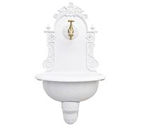 Fontaine murale de jardin avec vasque style antique 72cm aluminium blanc