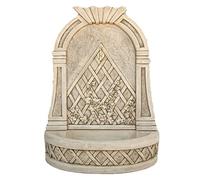 Fontaine murale modèle automne 74 x 41 x 101 cm. Béton pierre avec robinet. Fontaine décorative pour extérieur. Poids : 94 kg. Couleur : vert