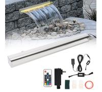 Fontaine piscine inox 24in cascade LED déversoir rectangulaire extérieur télécommande