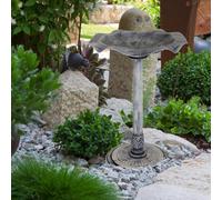 Abreuvoir pour oiseaux pierre sur pied de couleur Abreuvoir pour oiseaux jardin Abreuvoir pour oiseaux jardin, plastique, 1,9 kg, DxH 50x72 cm