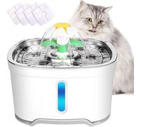 Fontaine pour Chat avec fenêtre de Niveau d'eau, Fontaine à Eau semai pour Chat avec 4 filtres hygiéniques et 1 Tapis en Silicone, Fontaine à Eau pour Animaux de Compagnie avec lumière LED
